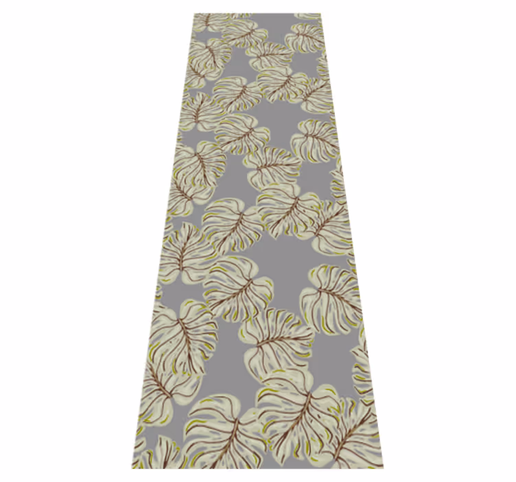 Nordic vinyl rug with gray minimalistic monstera leaves - TenStickers