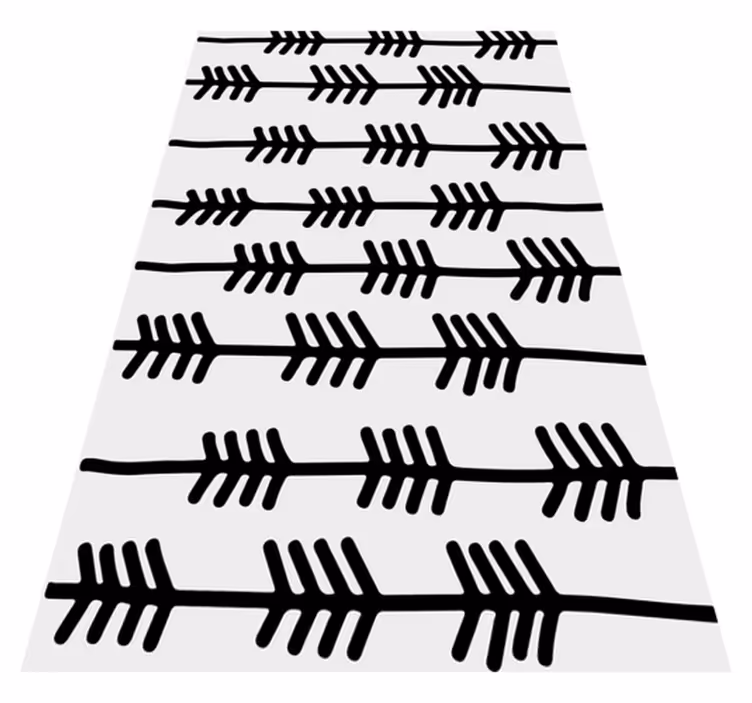 Nordic vinyl rug with black abstract arrows on white - TenStickers