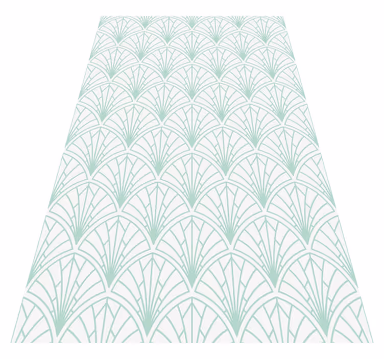 Nordic vinyl rug light aquamarine leaves on white - TenStickers