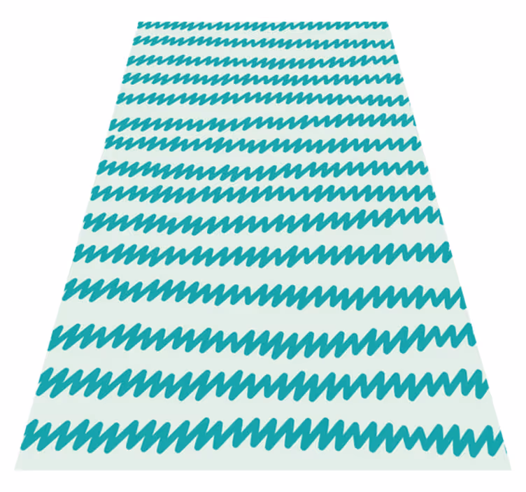 Nordic vinyl rug in aquamarine and white zigzag - TenStickers