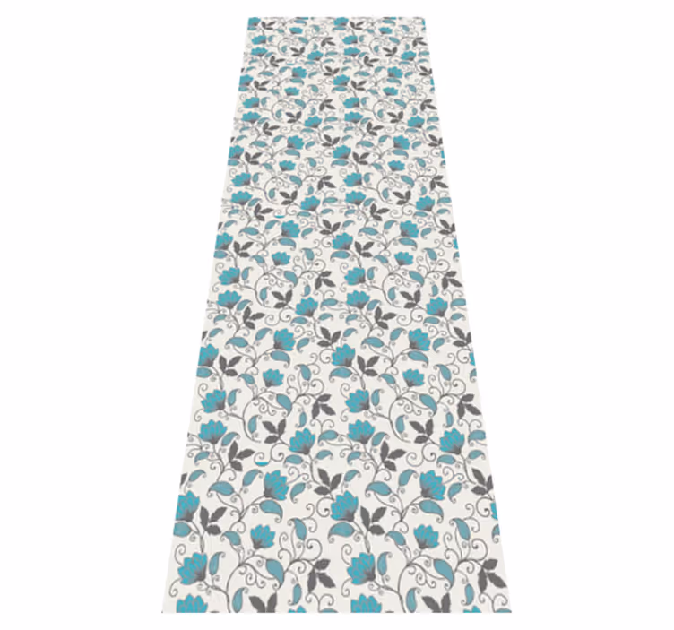 Nature vinyl rug in teal lotus flower design - TenStickers