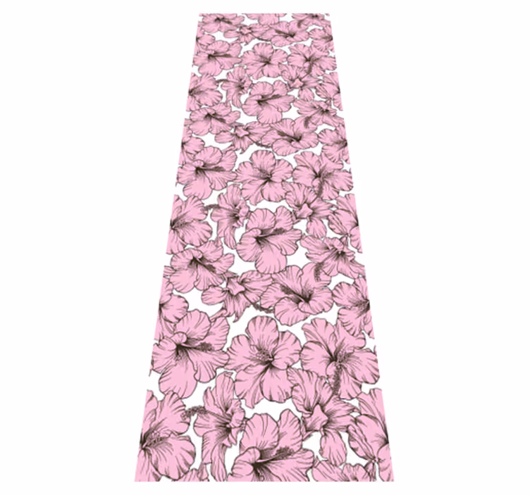 Nature vinyl rug pink hibiscus flower pattern - TenStickers