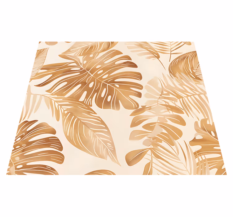Nature vinyl rug beige large leaf design - TenStickers