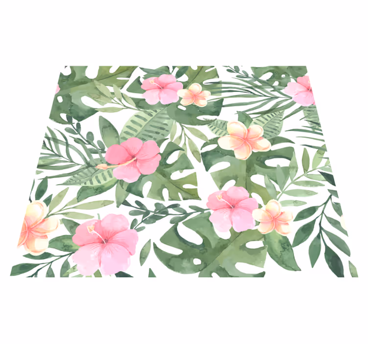 Nature vinyl rug with tropical floral design - TenStickers