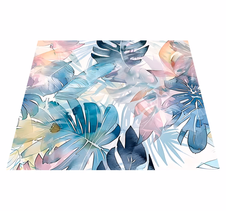 Nature vinyl rug with large leaf designs - TenStickers