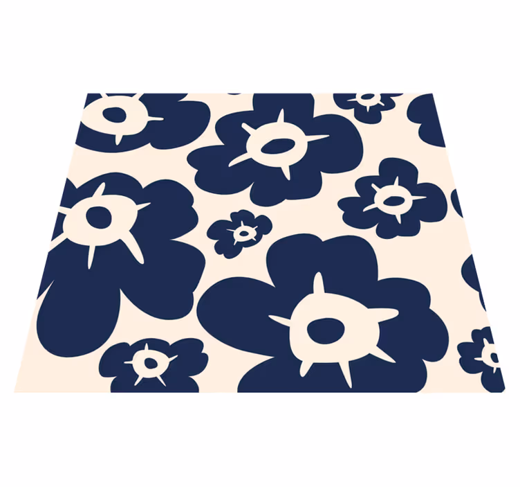 Nature vinyl rug dark blue poppy - TenStickers