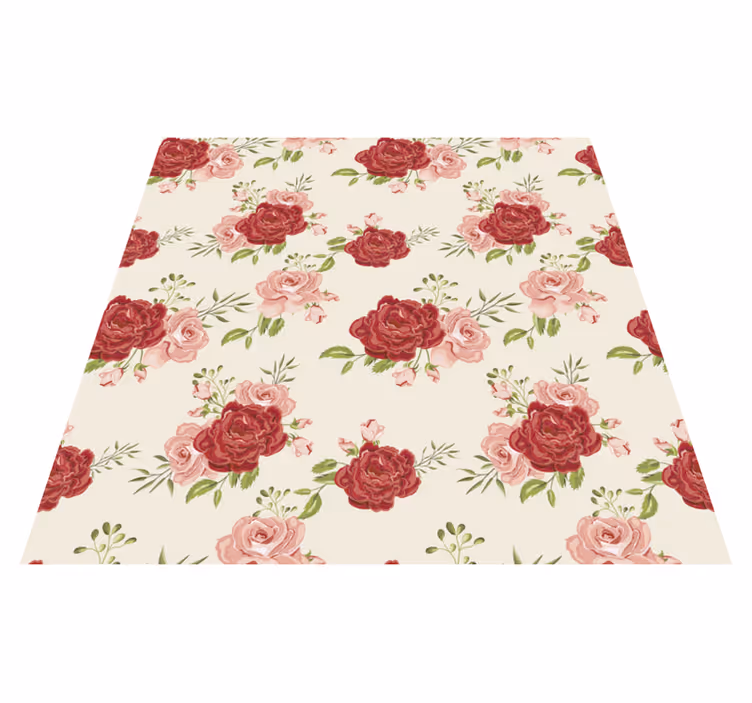 Nature vinyl rug with elegant roses - TenStickers