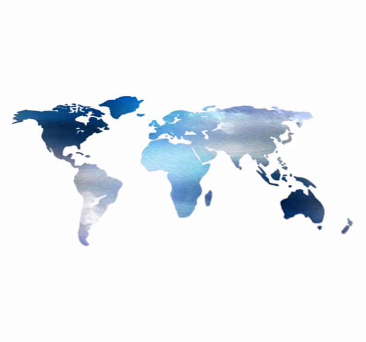 World map vinyl rug watercolor map in blue tones - TenStickers