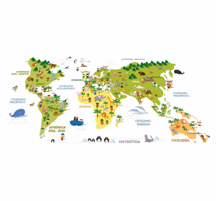 World map vinyl rug for kids of countries - TenStickers