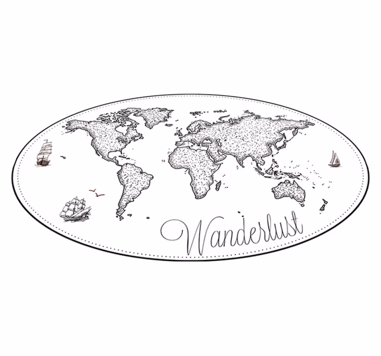 World map vinyl rug wanderlust map - TenStickers