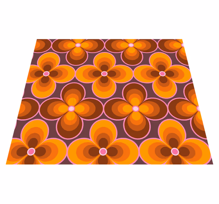 Vintage vinyl rug with retro floral design - TenStickers