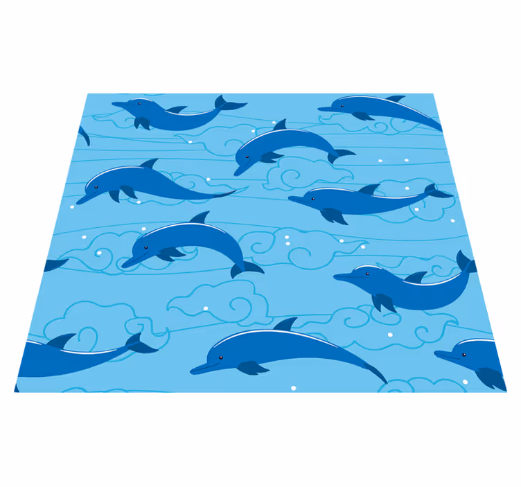 Animal vinyl rug sky with clouds and dolphins - TenStickers