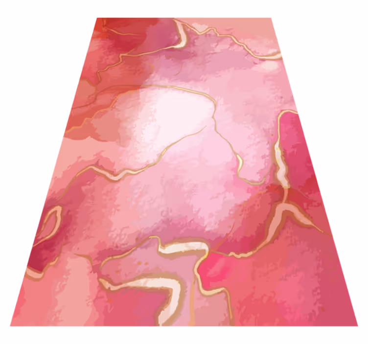 Modern vinyl rug in pink and gold marble effect - TenStickers