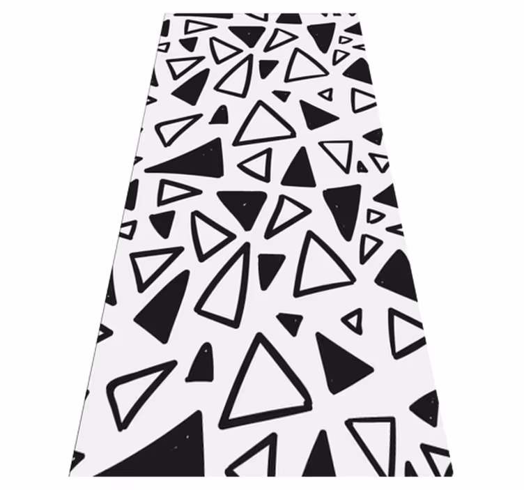 Textured vinyl rug with geometric black and white triangles - TenStickers