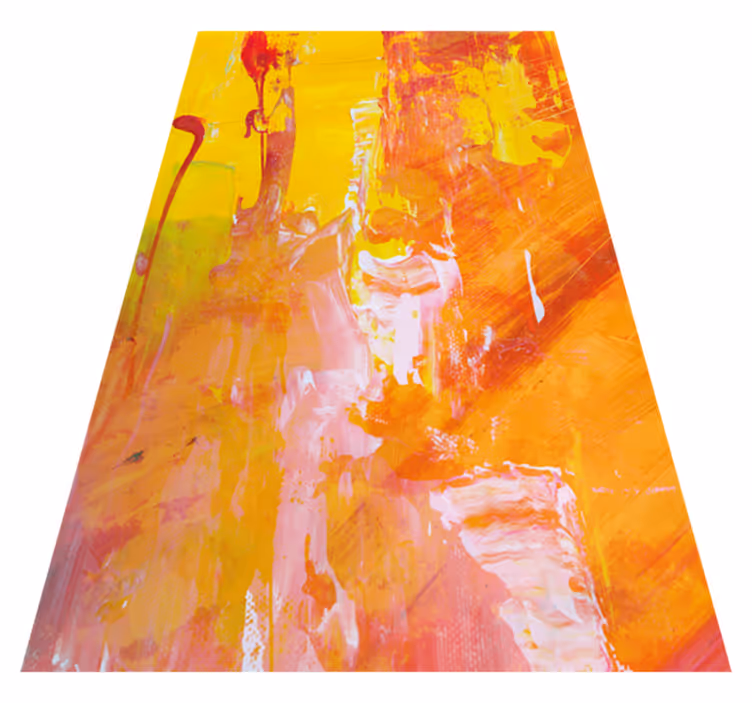 Textured vinyl rug with vibrant orange abstract design - TenStickers