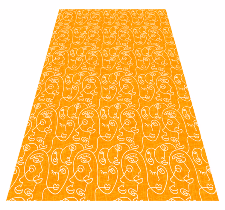 Textured vinyl rug with abstract orange women design - TenStickers
