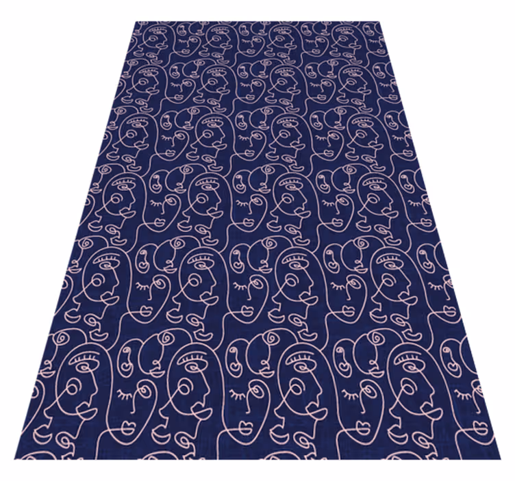 Textured vinyl rug with abstract blue women design - TenStickers