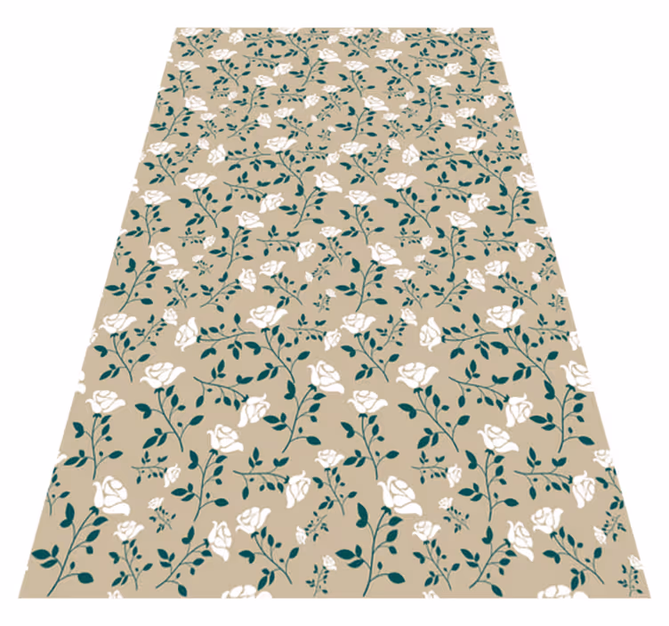 Vintage vinyl rug with white vintage rose pattern - TenStickers