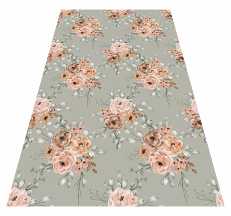 Vintage vinyl rug with vintage roses on mint green - TenStickers