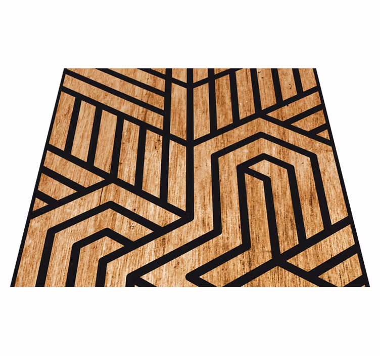 Textured vinyl rug in wooden geometric design - TenStickers