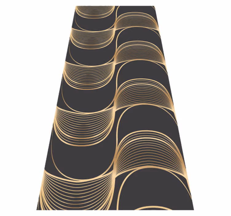 Vintage vinyl rug with golden wave art pattern - TenStickers