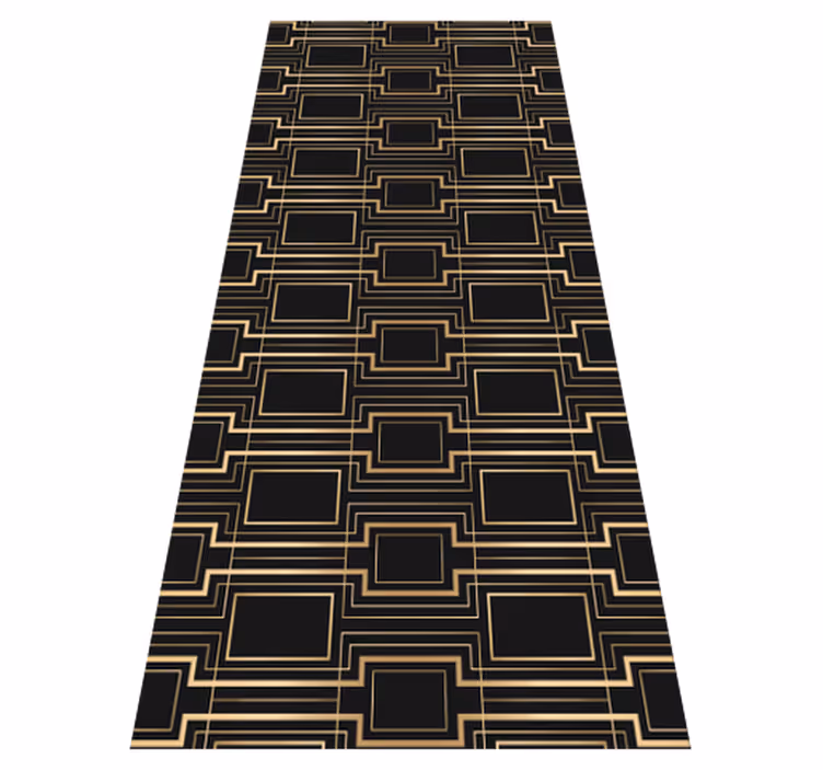Vintage vinyl rug with gold frame art decor pattern - TenStickers