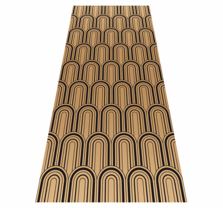 Vintage vinyl rug with golden arc design - TenStickers