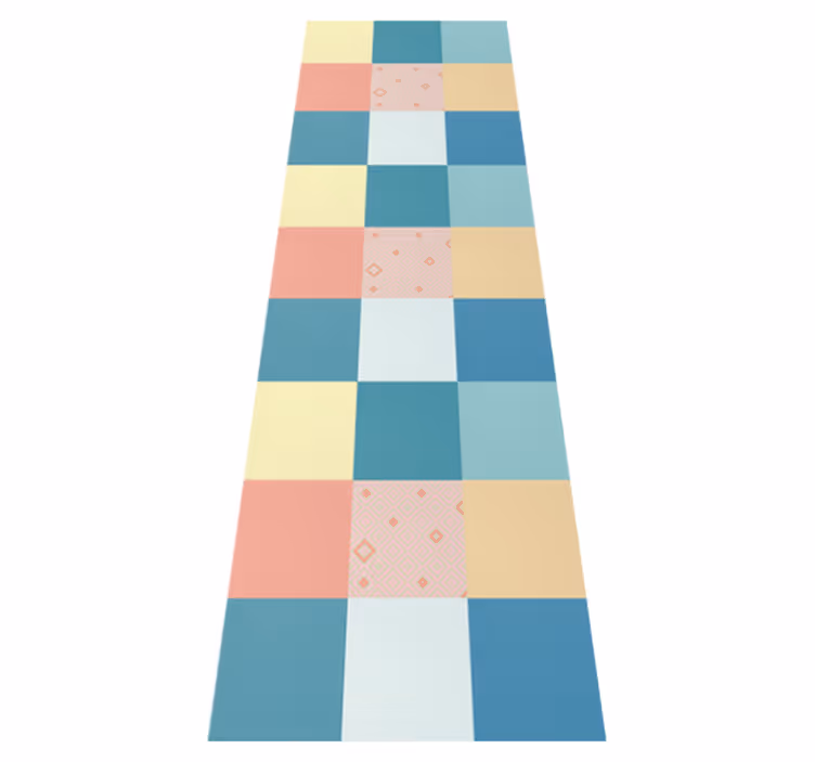 Vintage vinyl rug in a colorful patchwork design - TenStickers