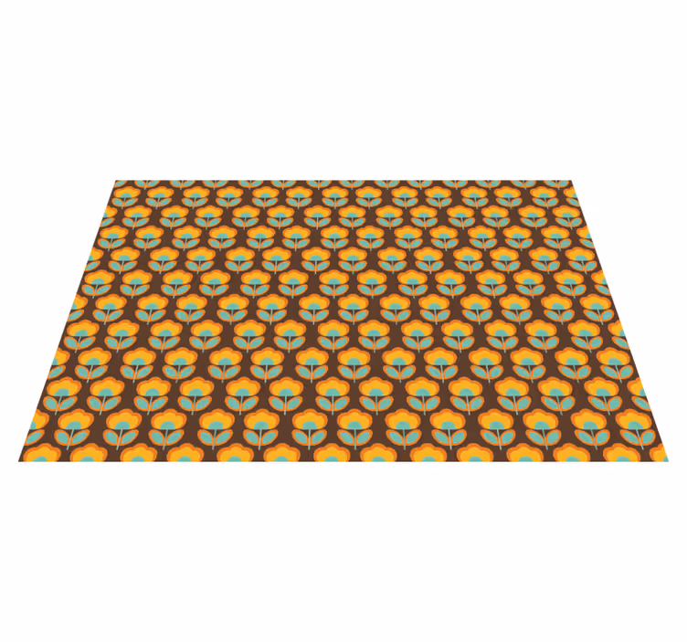 Vintage vinyl rug 70s floral with leaves design - TenStickers