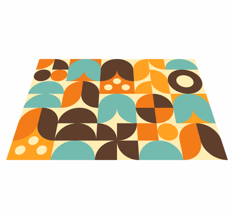 Vintage vinyl rug with geometric 70s abstract shapes - TenStickers