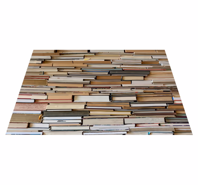 Vintage vinyl rug with stacked books design - TenStickers