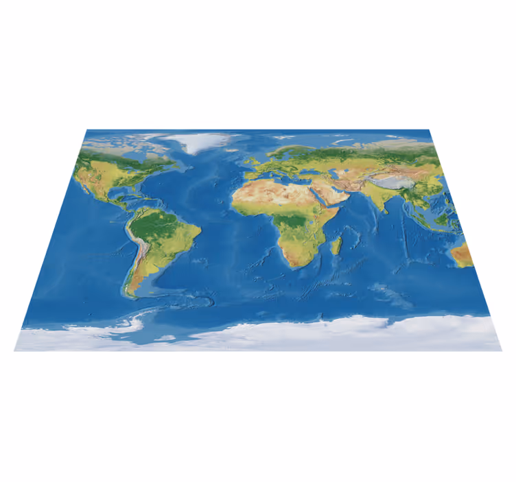 World map vinyl rug geographic realistic design - TenStickers