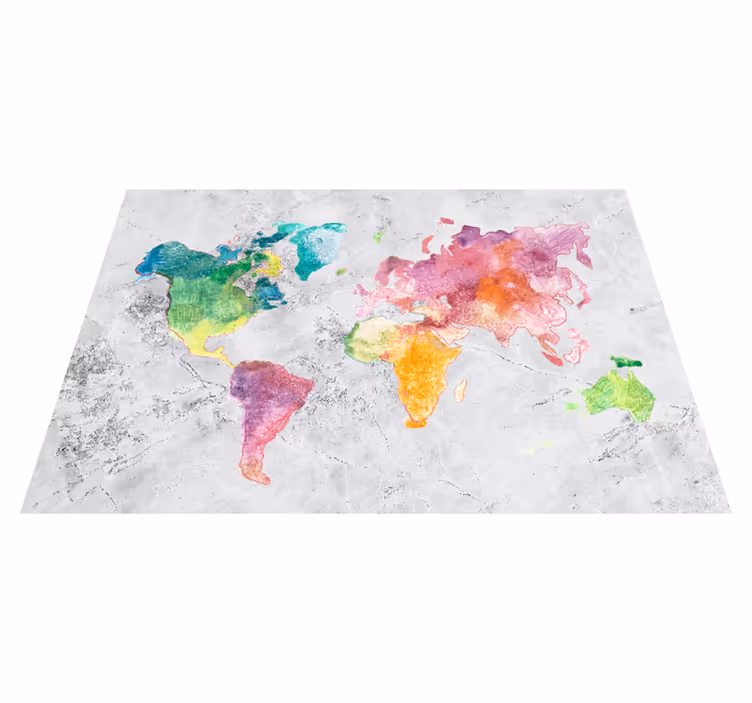 Stone look colourful world map vinyl rug - TenStickers