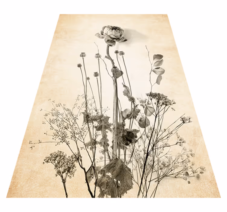 Flower vinyl rug bouquet of flowers on beige - TenStickers