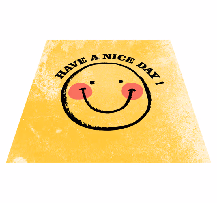 Custom vinyl rug with a cheerful smiley face design - TenStickers
