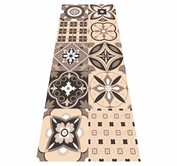 Textured vinyl rug in brown classic tiles - TenStickers