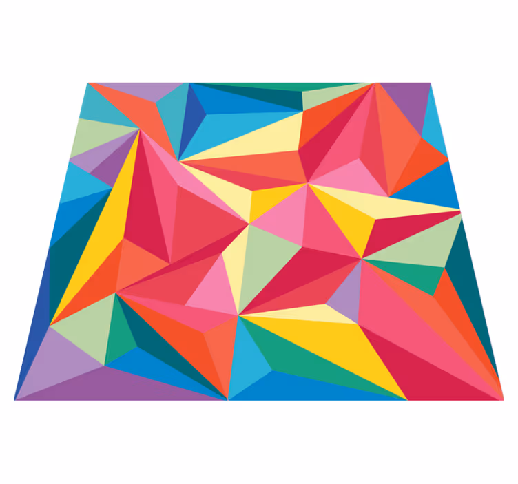 Geometric vinyl rug in vibrant multicolor design - TenStickers