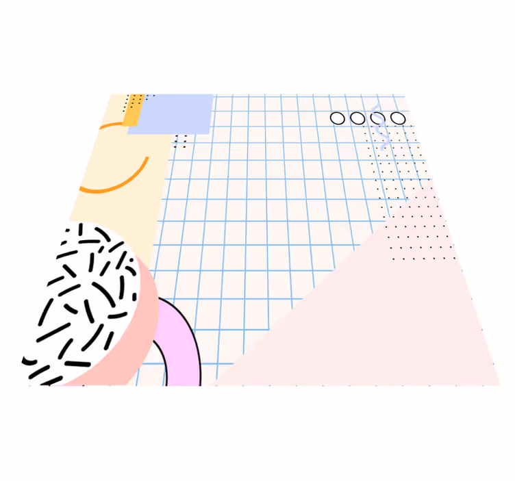 Geometric vinyl rug with colorful 80s abstract squares - TenStickers