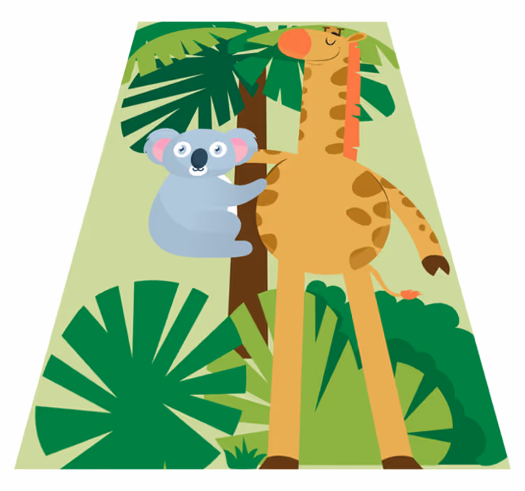 Kids vinyl rug koalas embracing a giraffe 4 - TenStickers