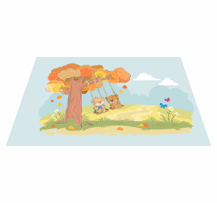 Kids vinyl rug teddy bears in the forest - TenStickers