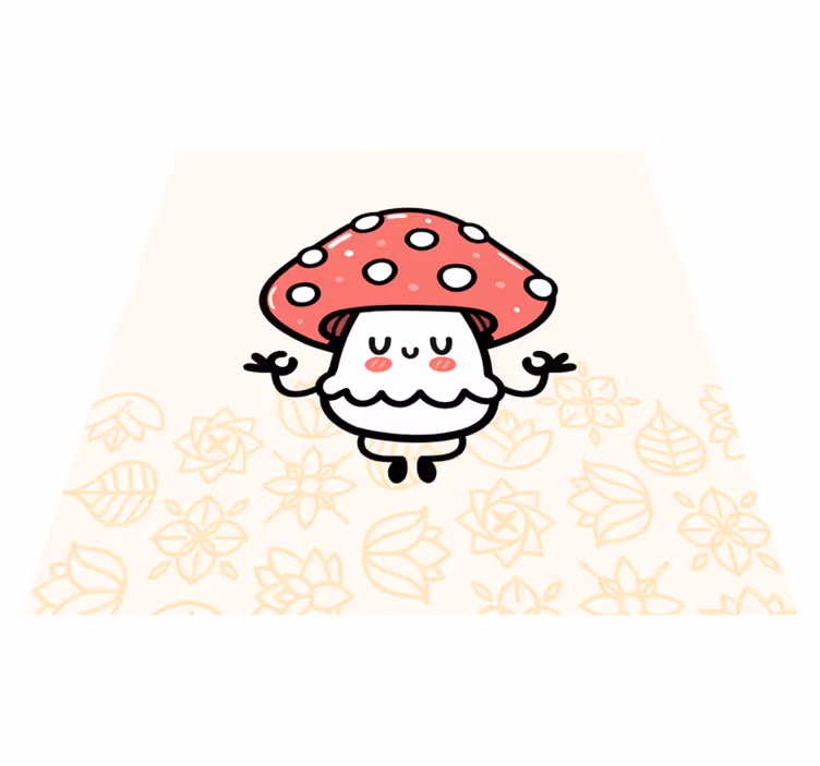 Kids vinyl rug with cute funny happy mushroom - TenStickers