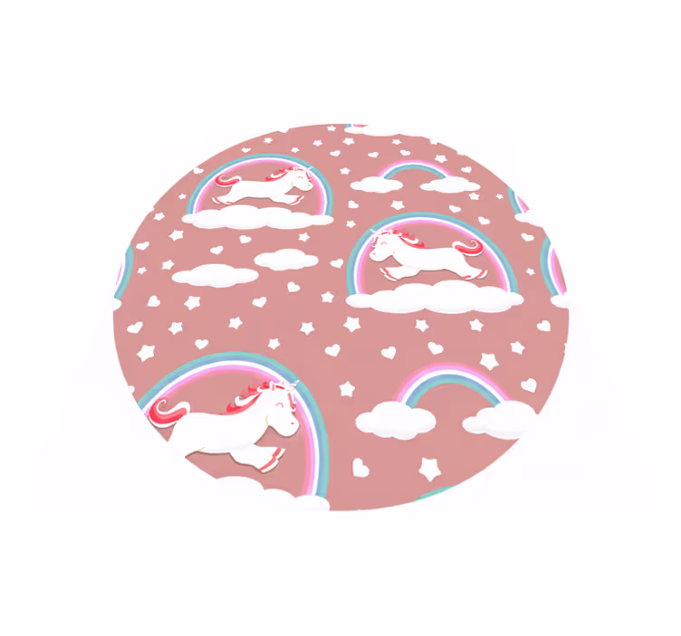 Kids vinyl rug featuring sweet unicorns and rainbows - TenStickers