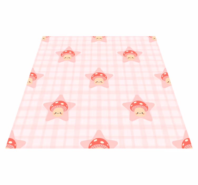 Kids vinyl rug with cute pink mushroom pattern - TenStickers