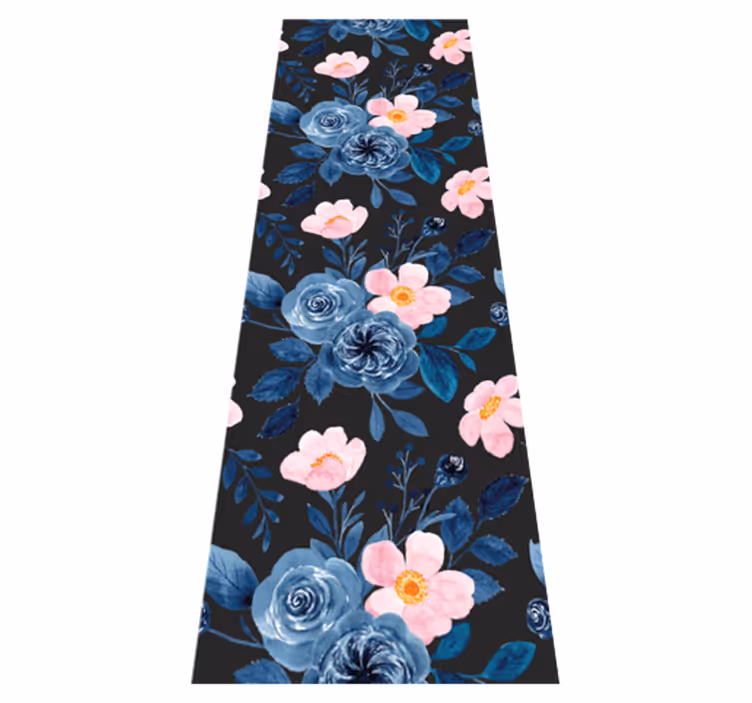 Living room vinyl rug in blue and pink pattern - TenStickers