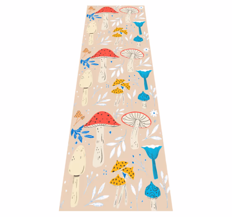 Living room vinyl rug classic mushrooms beige - TenStickers