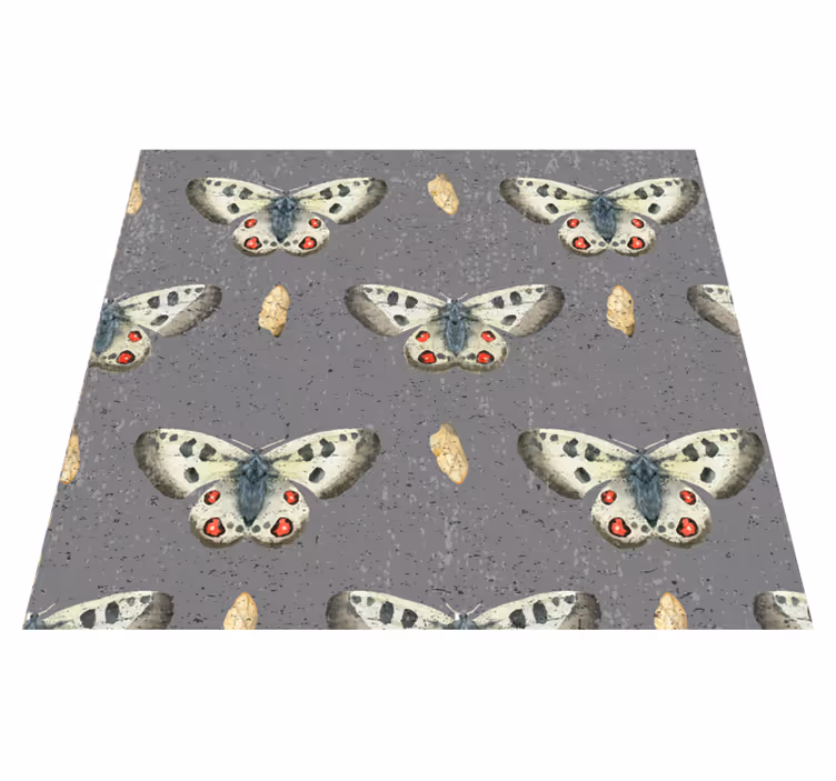 Gray vinyl rug with simple butterfly pattern - TenStickers