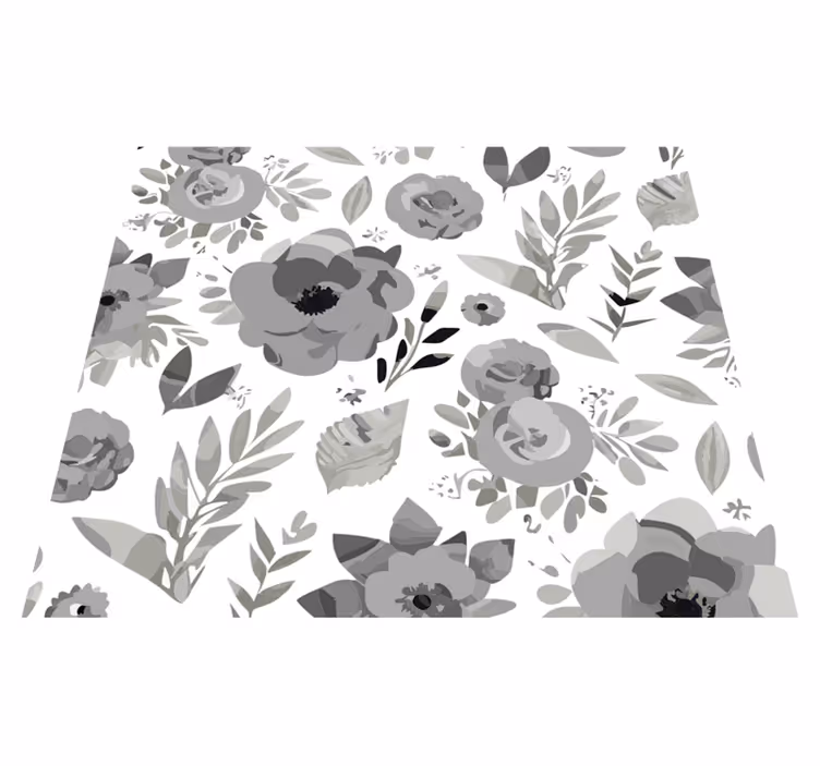 Gray vinyl rug aquarella floral design - TenStickers