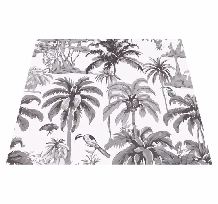 Gray vinyl rug with palm trees design - TenStickers