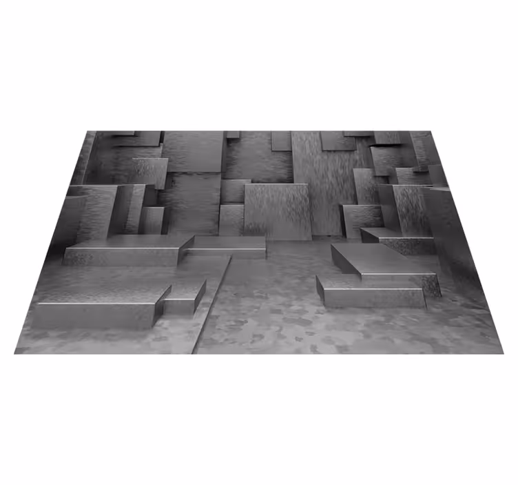 Gray vinyl rug geometric abstract blocks - TenStickers