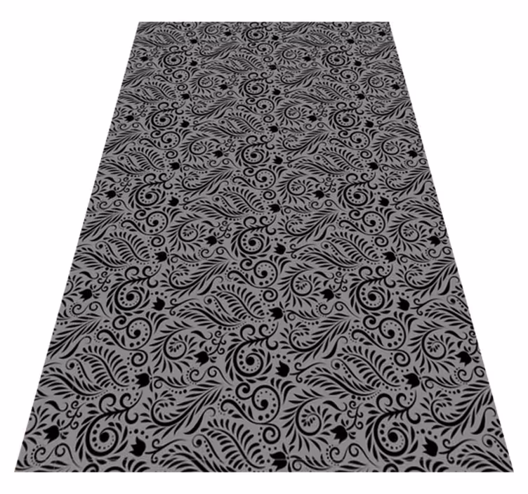 Gray vinyl rug with elegant swirl designs - TenStickers
